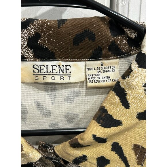 Vintage 90s Selene Sport Leopard Print Button Front Jacket Size 8 - Picture 5 of 8